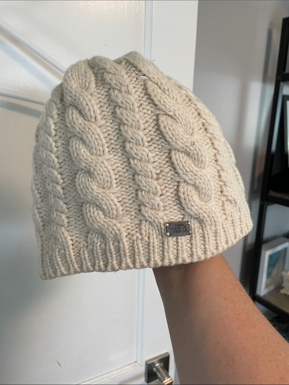 The North Face Off-White Cable Knit Beanie